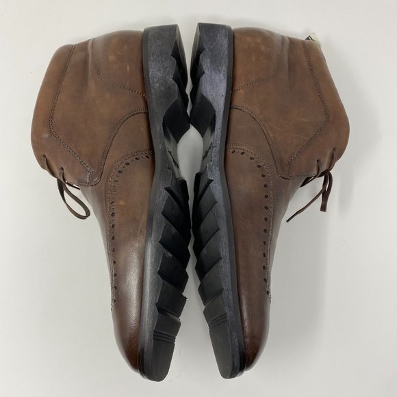 salvatore ferragamo leather lace-up wingtip boots - Picture 3 of 9